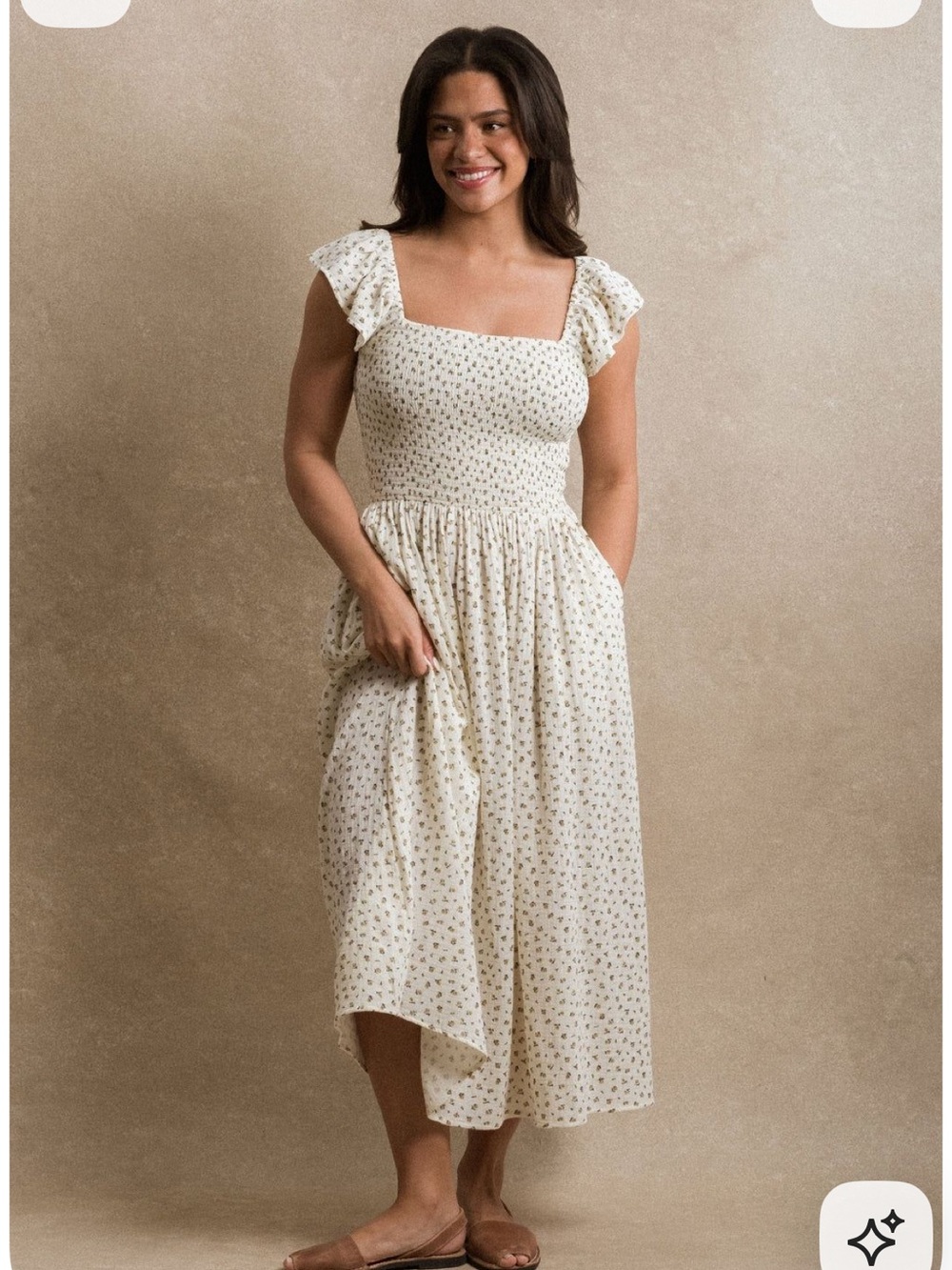 Neuflora Big Sur Dress in Beige Floral